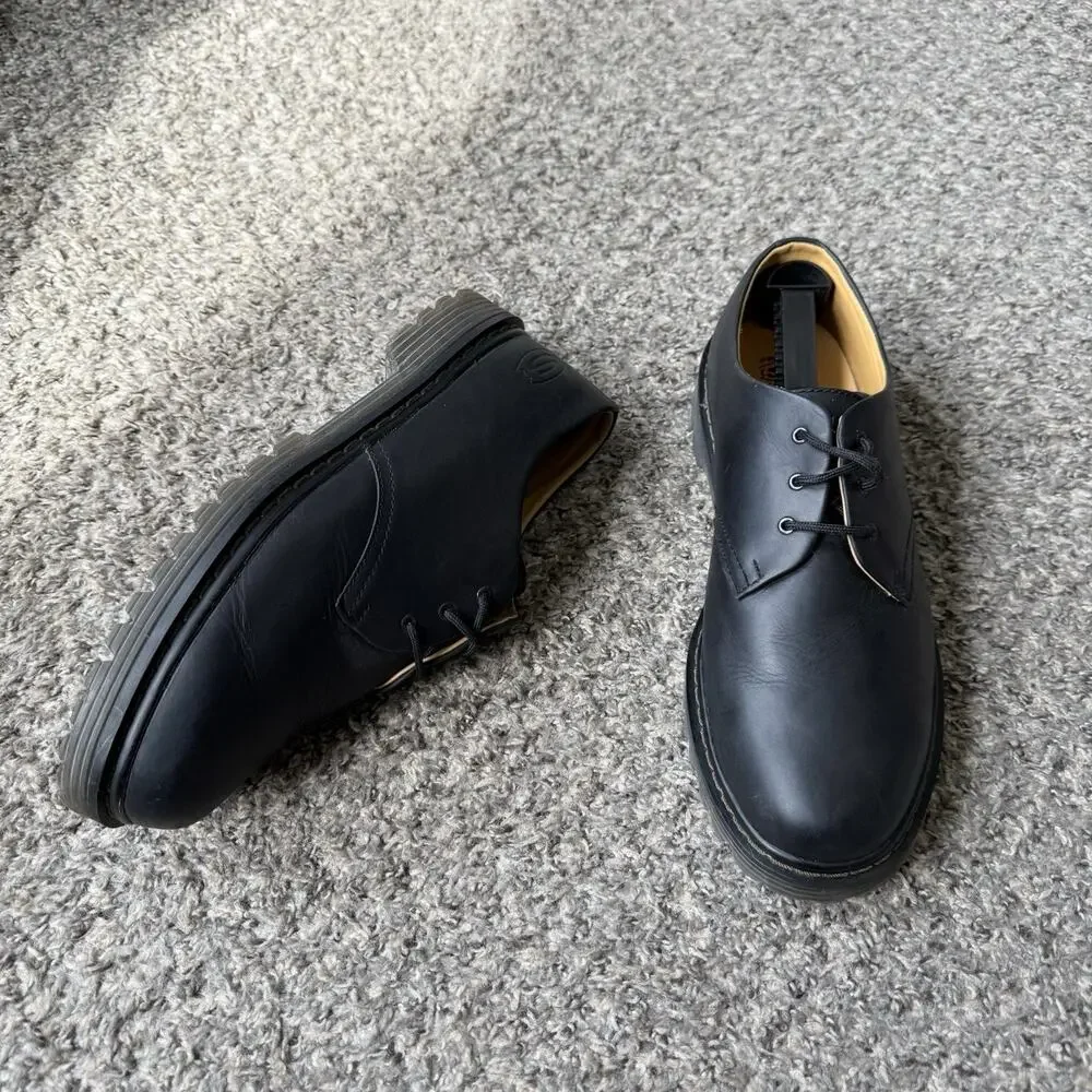 Skechers Shoes Mens 11 Black Chunky Platform Lug Sole Leather Oxford Vintage Y2K